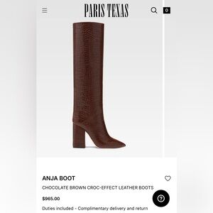 🤎 NEW Paris Texas Dark Brown Croc-Embossed Heeled Boots